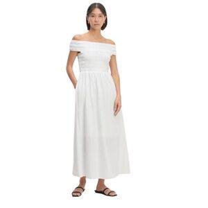 NWT EVERLANE Women’s The Gauze Off The Shoulder Dress Bright White Size XXL